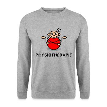 Physiotherapie Physio Ball Gymnastik - Unisex Pullover - Weißgrau meliert - Vorne - Alina (178cm) & Michal (187cm)