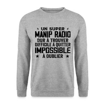 An assistant radio operator - Unisex Sweatshirt - salt & pepper - Front - Alina (178cm) & Michal (187cm)