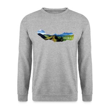 Azores Boca do Inferno Azoren Portugal Aussicht - Unisex Pullover - Weißgrau meliert - Vorne - Alina (178cm) & Michal (187cm)
