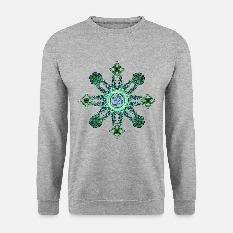 Blue/Green Om - Unisex Pullover - Weißgrau meliert