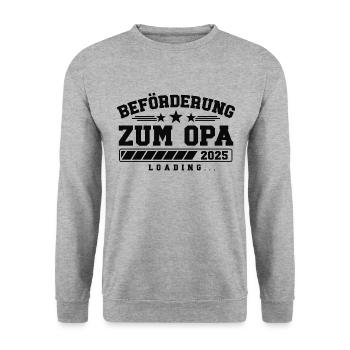 Beförderung zum Opa 2025 loading - Unisex Pullover - Weißgrau meliert - Vorne - Alina (178cm) & Michal (187cm)