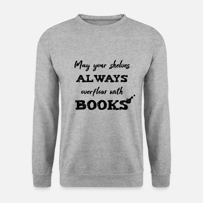 0040 Immer volle Bücherregale | Bücherstapel - Unisex Pullover - Weißgrau meliert