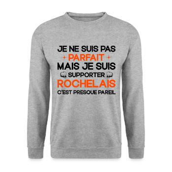 Supporter Rochelais Cadeau Rugby La Rochelle - Sweat-shirt Unisexe - gris chiné - Devant - Alina (178cm) & Michal (187cm)
