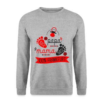 Geburt Fußballfans Frankfurt - Unisex Pullover - Weißgrau meliert - Vorne - Alina (178cm) & Michal (187cm)