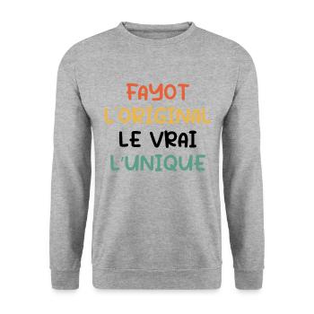 Fayot, L'original, Le Vrai, L'unique - Sweat-shirt Unisexe - gris chiné - Devant - Alina (178cm) & Michal (187cm)