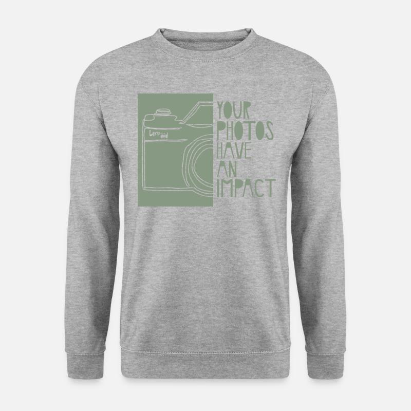Your Photos Have Impact [Grün] - Unisex Pullover - Weißgrau meliert