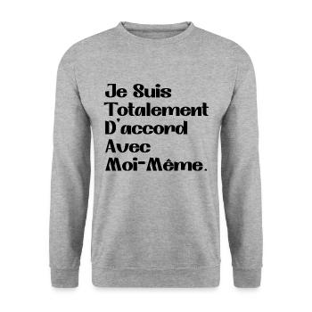 I totally agree with myself - Unisex Sweatshirt - salt & pepper - Front - Alina (178cm) & Michal (187cm)