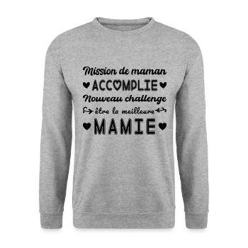 Mommy Mission Accomplished Granny Announces Pregnancy - Unisex Sweatshirt - salt & pepper - Front - Alina (178cm) & Michal (187cm)