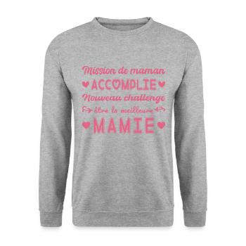 Mommy Mission Accomplished Granny Announces Pregnancy - Unisex Sweatshirt - salt & pepper - Front - Alina (178cm) & Michal (187cm)