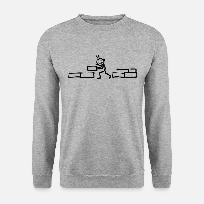 Maurer schleppt Steine - Unisex Pullover - Weißgrau meliert