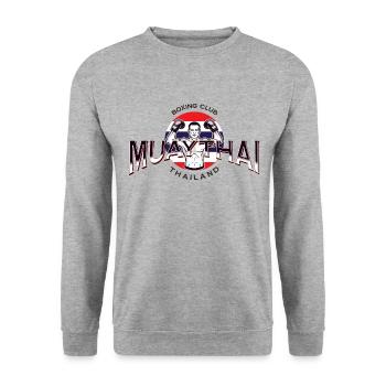MuayThai boxing club - Unisex Sweatshirt - salt & pepper - Front - Alina (178cm) & Michal (187cm)