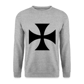 Black Templar Cross - Unisex Sweatshirt - salt & pepper - Front - Alina (178cm) & Michal (187cm)