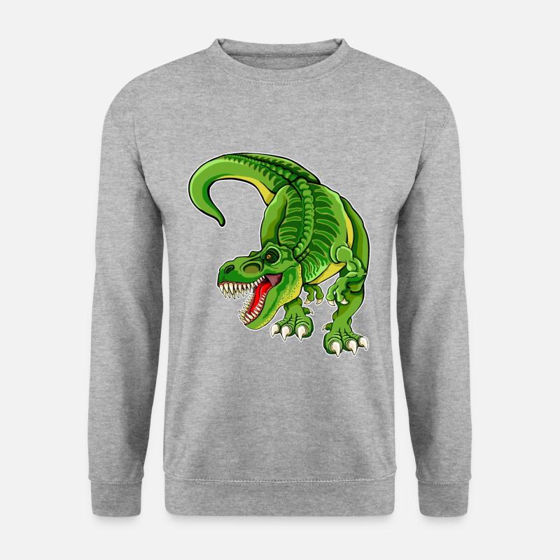 Rex - T Rex - Dinosaurier - Unisex Pullover - Weißgrau meliert