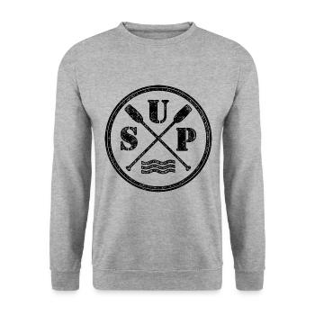 SUP Stand Up Paddling Logo Icon - Unisex Pullover - Weißgrau meliert - Vorne - Alina (178cm) & Michal (187cm)