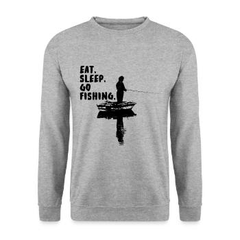 Eat. Sleep. Go fishing. - Unisex Sweatshirt - salt & pepper - Front - Alina (178cm) & Michal (187cm)
