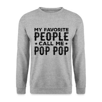 Meine Lieblingsleute nennen mich Pop Pop Vatertag - Unisex Pullover - Weißgrau meliert - Vorne - Alina (178cm) & Michal (187cm)