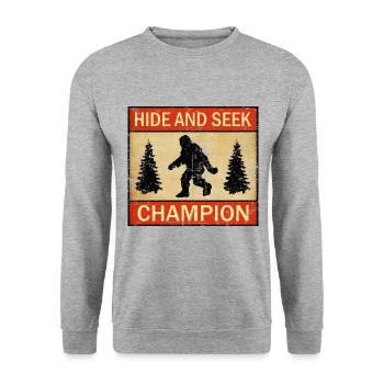 Hide and Seek Champion Funny Bigfoot Lover UFO - Unisex Sweatshirt - salt & pepper - Front - Alina (178cm) & Michal (187cm)