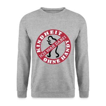 Kindheit ohne Handy - Ich war dabei - Unisex Pullover - Weißgrau meliert - Vorne - Alina (178cm) & Michal (187cm)