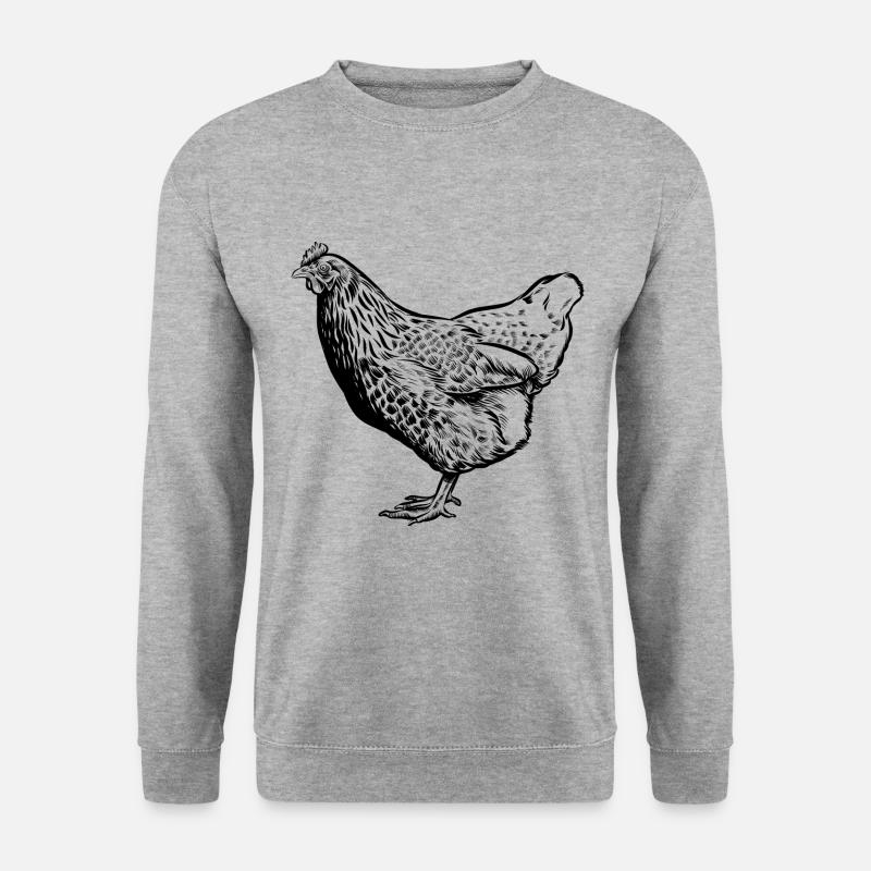 Huhn - Zeichnung - Hühner Fan - Unisex Pullover - Weißgrau meliert