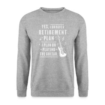 Mon plan de retraite joue de la guitare Guitare retraité - Sweat-shirt Unisexe - gris chiné - Devant - Alina (178cm) & Michal (187cm)