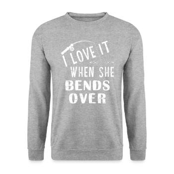 Je l'aime quand elle se penche sur la pêche en disant drôle - Sweat-shirt Unisexe - gris chiné - Devant - Alina (178cm) & Michal (187cm)
