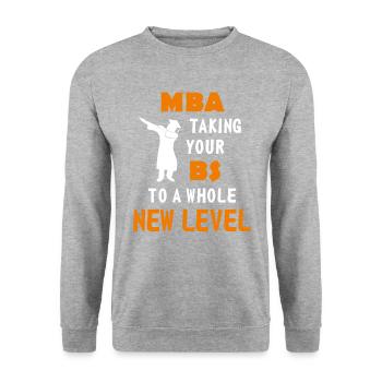 Lustige Master Gradgrad Graduierung Shirt für MBA - Unisex Pullover - Weißgrau meliert - Vorne - Alina (178cm) & Michal (187cm)