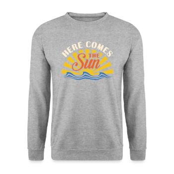 Here Comes The Sun 60s Summer Sunsh - Unisex Pullover - Weißgrau meliert - Vorne - Alina (178cm) & Michal (187cm)