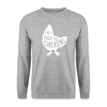 Yep I Talk To Chickens Super Cute Funny Chicken He - Unisex Pullover - Weißgrau meliert - Vorne - Alina (178cm) & Michal (187cm)