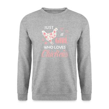 Just a Girl Who Loves Chickens Chicken Flowers Far - Unisex Sweatshirt - salt & pepper - Front - Alina (178cm) & Michal (187cm)