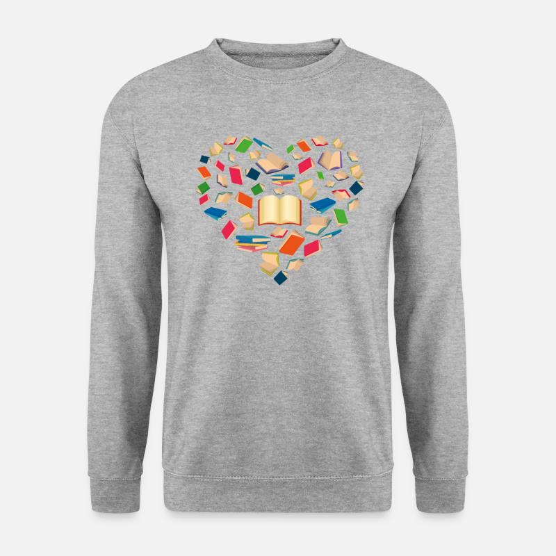 Buch-Liebhaber Herz Form süße lesen Geschenk Bibli - Unisex Pullover - Weißgrau meliert