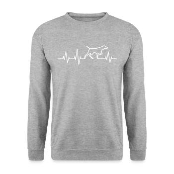 German Shorthaired Pointer Dog Heartbeat Cute GSP - Unisex Pullover - Weißgrau meliert - Vorne - Alina (178cm) & Michal (187cm)