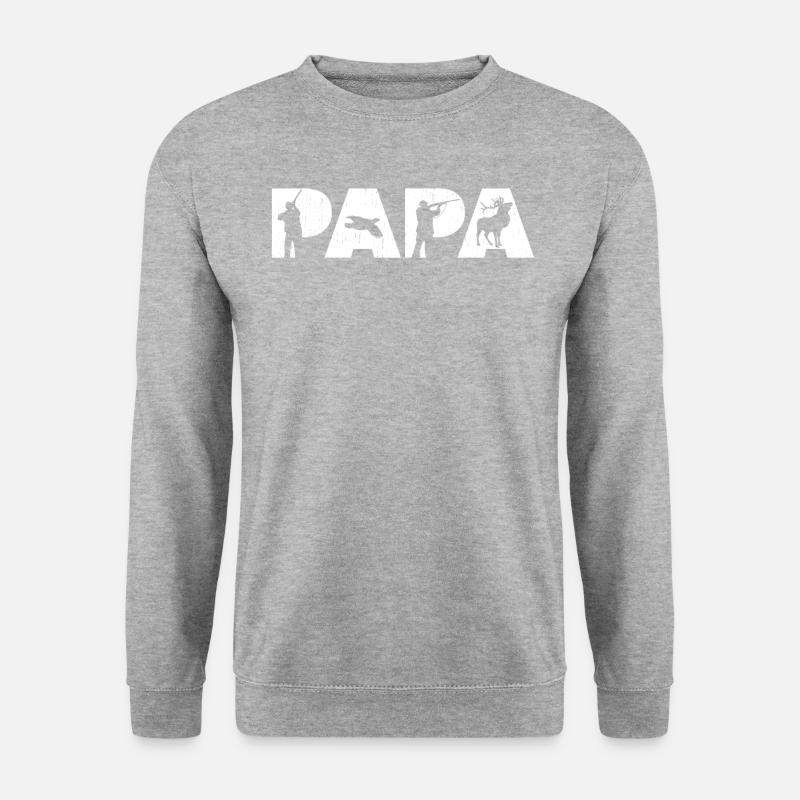 Hunter Dad Funny Papa Hunting Father Gift Papa Lov - Unisex Pullover - Weißgrau meliert