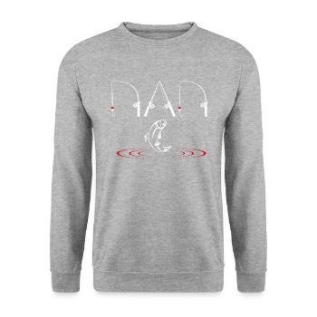 Dad Fishing Fisherman Daddy Fishing Rods Dads Chri - Unisex Pullover - Weißgrau meliert - Vorne - Alina (178cm) & Michal (187cm)