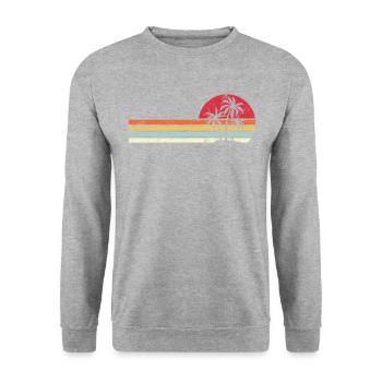 Palm Tree Retro Style Tropical Beach Pacific Ocean - Unisex Pullover - Weißgrau meliert - Vorne - Alina (178cm) & Michal (187cm)