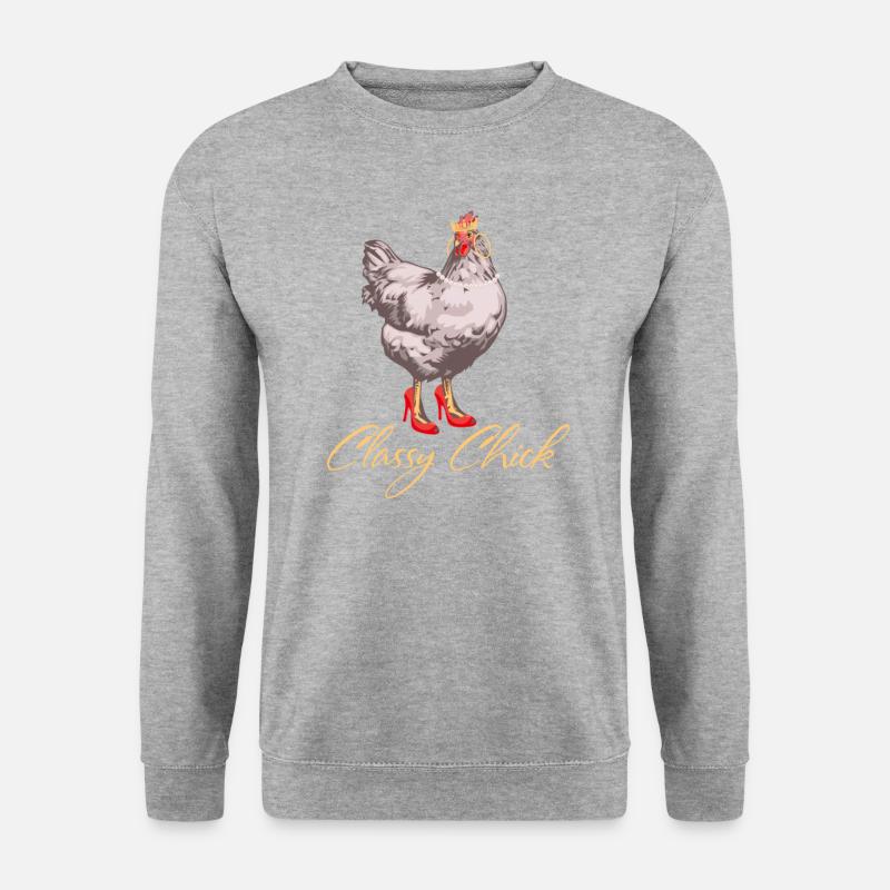 Classy Chick Funny Cute Chicken Hen Humor Chicken - Unisex Pullover - Weißgrau meliert