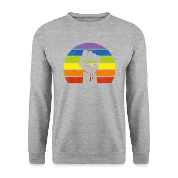 Drapeau de fierté LGBT Fist Retro BLM Vintage Black Lives - Sweat-shirt Unisexe - gris chiné - Devant - Alina (178cm) & Michal (187cm)