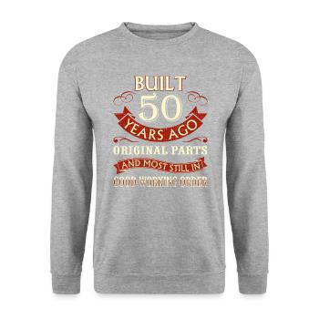 Drôle 50e anniversaire homme femme Fun Vintage 50 ans - Sweat-shirt Unisexe - gris chiné - Devant - Alina (178cm) & Michal (187cm)
