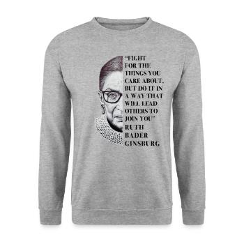 Notorious RBG Shirt Dissent Anti  Politique F - Sweat-shirt Unisexe - gris chiné - Devant - Alina (178cm) & Michal (187cm)