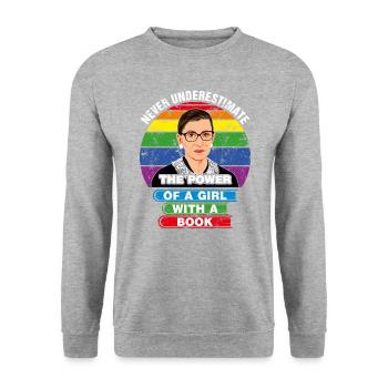Féministe Ruth Bader Ginsburg RBG Citation Fille Avec B - Sweat-shirt Unisexe - gris chiné - Devant - Alina (178cm) & Michal (187cm)