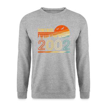 Vintage 2002 Retro 18th Birthday Gift Fun B-day 18 - Unisex Pullover - Weißgrau meliert - Vorne - Alina (178cm) & Michal (187cm)