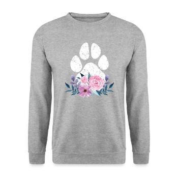 Cute Dog Puppy Lover Dog Paw Print Floral Gift Fun - Unisex Sweatshirt - salt & pepper - Front - Alina (178cm) & Michal (187cm)