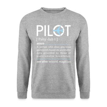 Pilot Definition Aeronautical Academy Fun Airplane - Unisex Pullover - Weißgrau meliert - Vorne - Alina (178cm) & Michal (187cm)