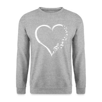 Fréquence de musique Notes de cœur mignonnes NotesClé - Sweat-shirt Unisexe - gris chiné - Devant - Alina (178cm) & Michal (187cm)
