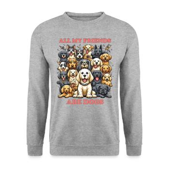 Tous mes amis sont des chiens, des animaux drôles - Sweat-shirt Unisexe - gris chiné - Devant - Alina (178cm) & Michal (187cm)