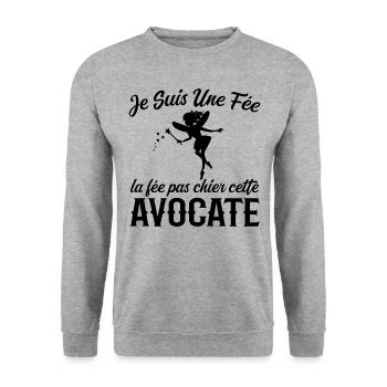 Je Suis Une Fée La Fée Pas Chier Cette Avocate - Sweat-shirt Unisexe - gris chiné - Devant - Alina (178cm) & Michal (187cm)