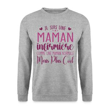 Krankenschwester-Geschenk – Ich bin eine Krankenschwester-Mutter - Unisex Pullover - Weißgrau meliert - Vorne - Alina (178cm) & Michal (187cm)