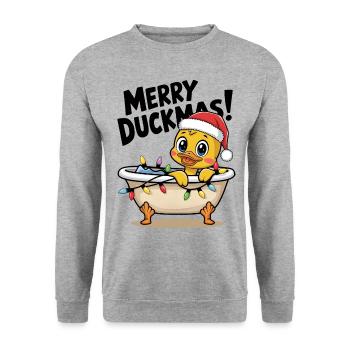 Duck Ducks Christmas Farmer Funny Merry Duckmas - Unisex Sweatshirt - salt & pepper - Front - Alina (178cm) & Michal (187cm)
