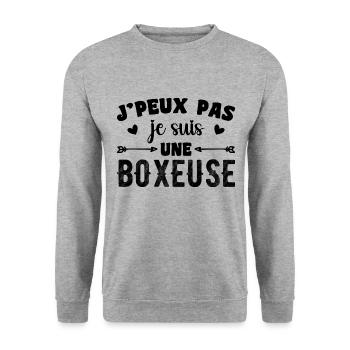 Ich kann nicht, ich bin Boxer - Unisex Pullover - Weißgrau meliert - Vorne - Alina (178cm) & Michal (187cm)