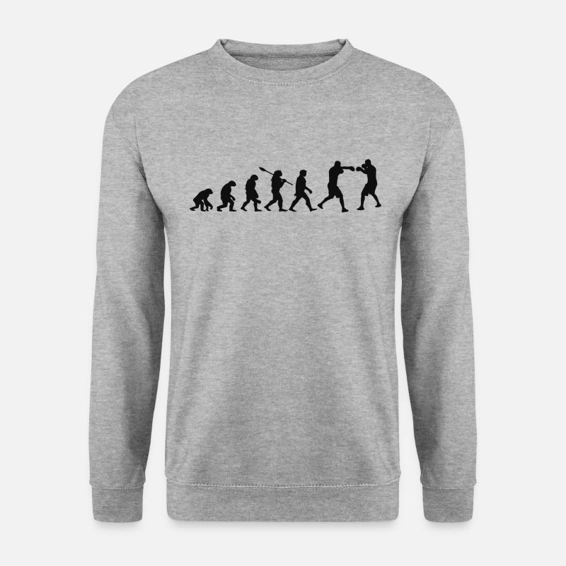 Evolution des Boxens | Boxer-Geschenk - Unisex Pullover - Weißgrau meliert