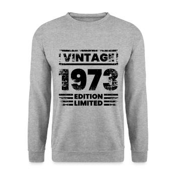 Vintage Limited Edition 50 Years Born in 1973 - Unisex Pullover - Weißgrau meliert - Vorne - Alina (178cm) & Michal (187cm)